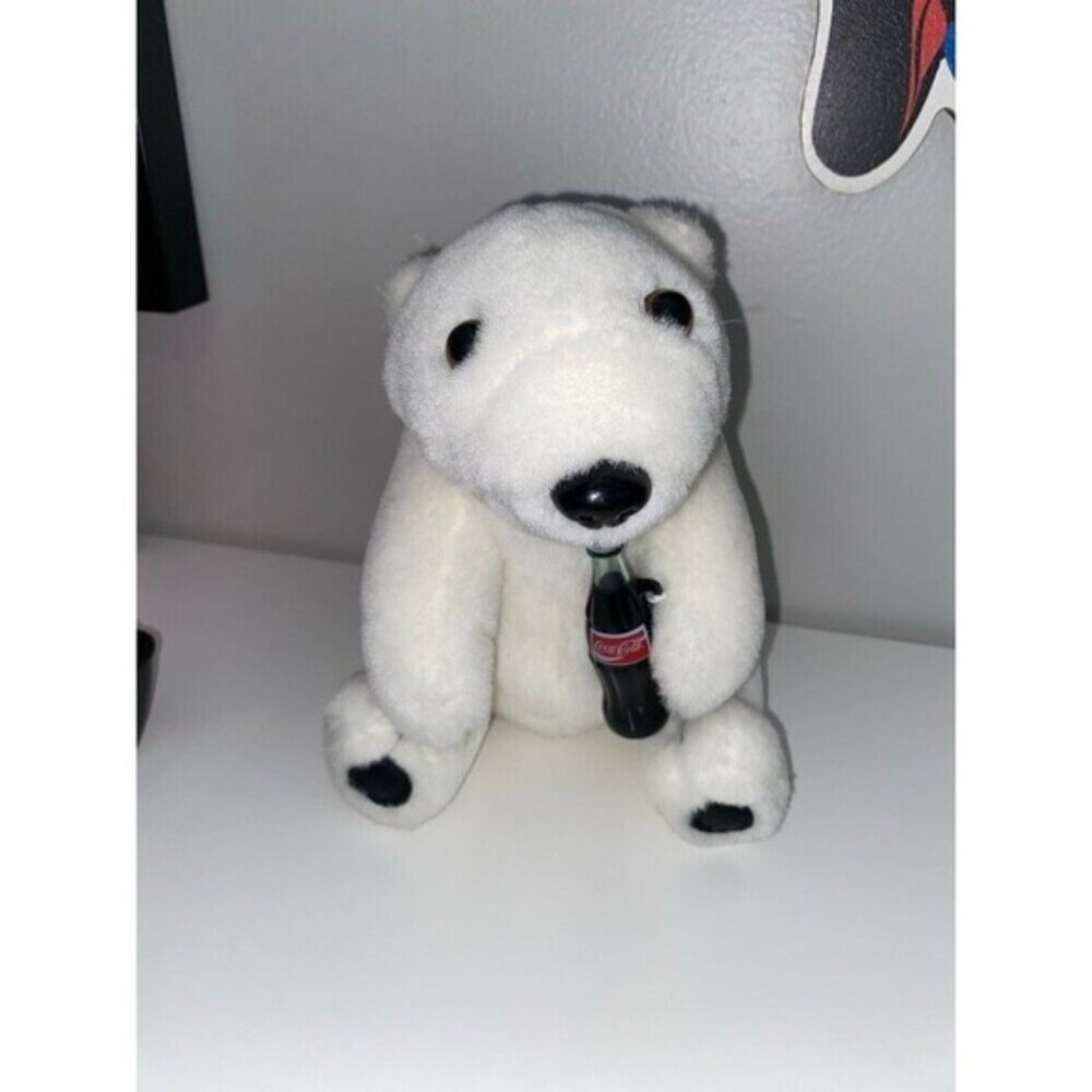 Vintage 1993 Coke Cuddly‎ Plush Polar Bear with Coca-Cola Bottle